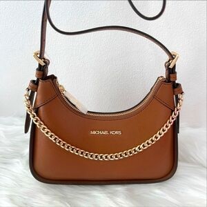 NWT Michael Kors Handbag Wilma Small Leather Crossbody Bag Luggage